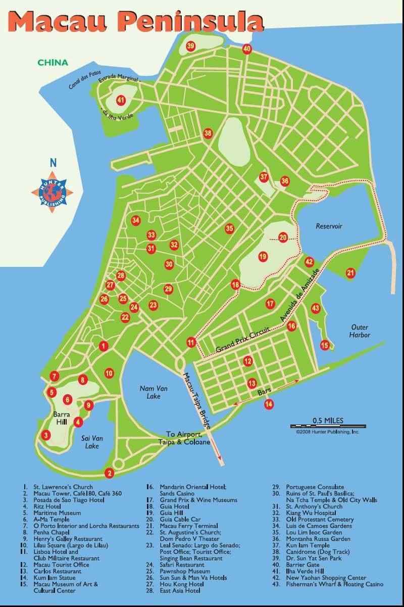 Macao harta obiectivelor turistice