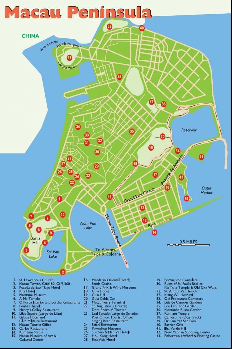Macao puncte turistice hartă