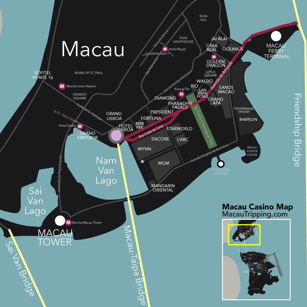 cazinourile din Macao hartă