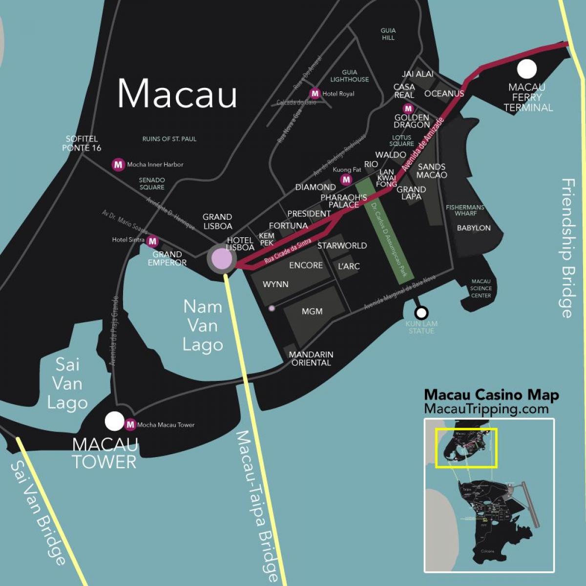 cazinourile din Macao hartă
